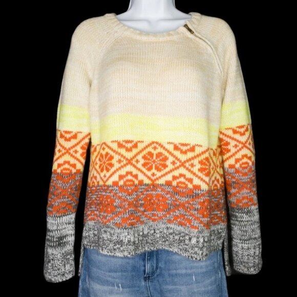 3 for $30! Eyeshadow Colorblock Striped Hi Low Crew Knit Pullover Winter Sweater - Picture 1 of 15